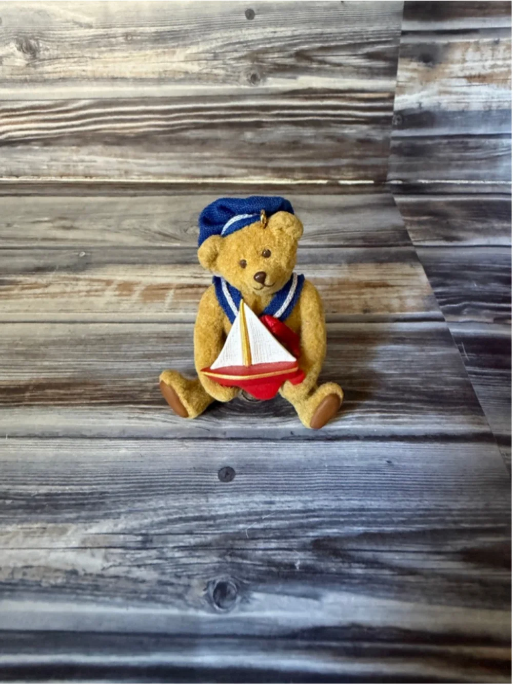 Hallmark Keepsake Sailor Bear With Toy Sailboat Christmas Ornament vintage 1997